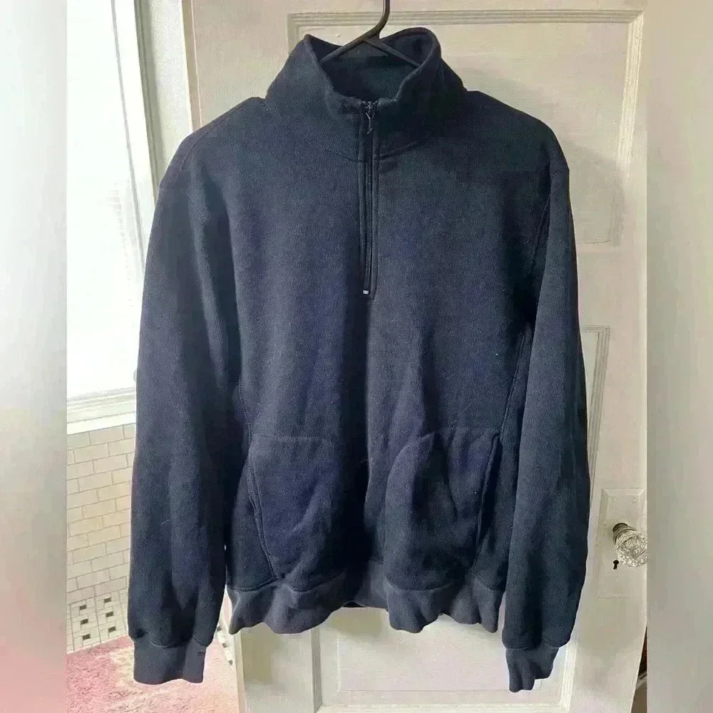 j. crew‎ authentic fleece pullover quarter zip hoodie size medium